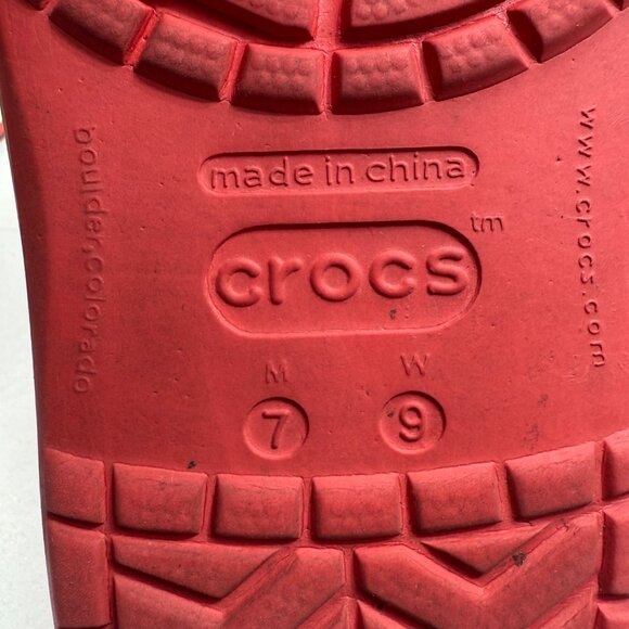 Crocs Unisex M7/W9 Red Clog Slip On Comfort Shoes Footwear - Picture 4 of 6